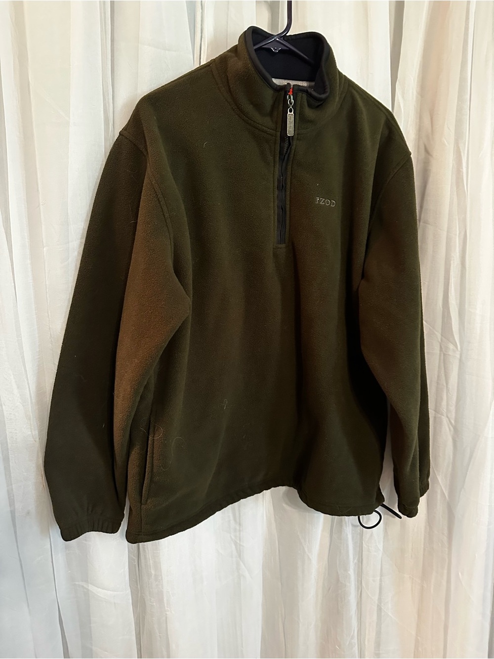 Izod Dark Olive Green Fleece Half Zip Pullover Outerwear - Picture 2 of 10